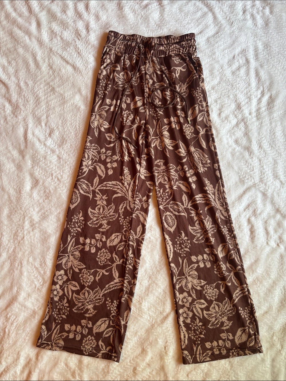 Women’s Brown Floral Wide-Leg Pants
